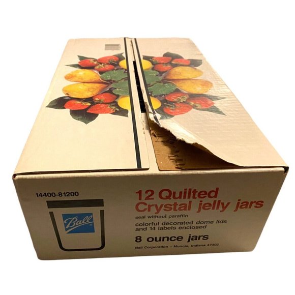 BALL Other Vintage Ball Quilted Crystal Jelly Jars Metal Lids Brand